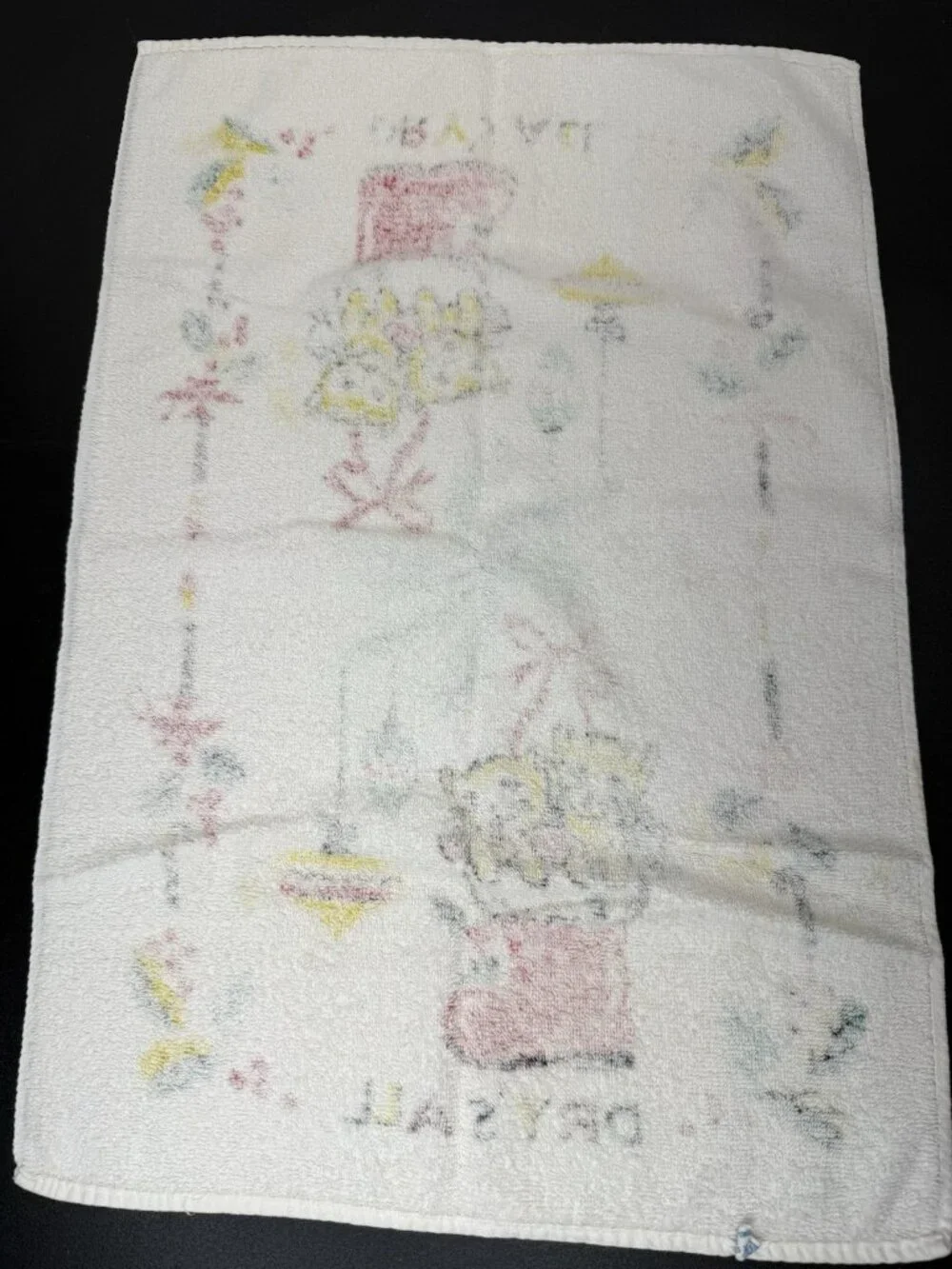 Vintage Retro Cannon Kitchen Towel “Dry’s All” Christmas Cats Kittens In Boot